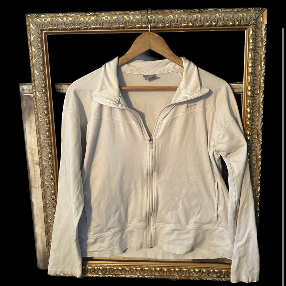 Vintage Nike Dri-fit Tennis jacket Size XL 16-18 Teen Girls Nike Zip up White